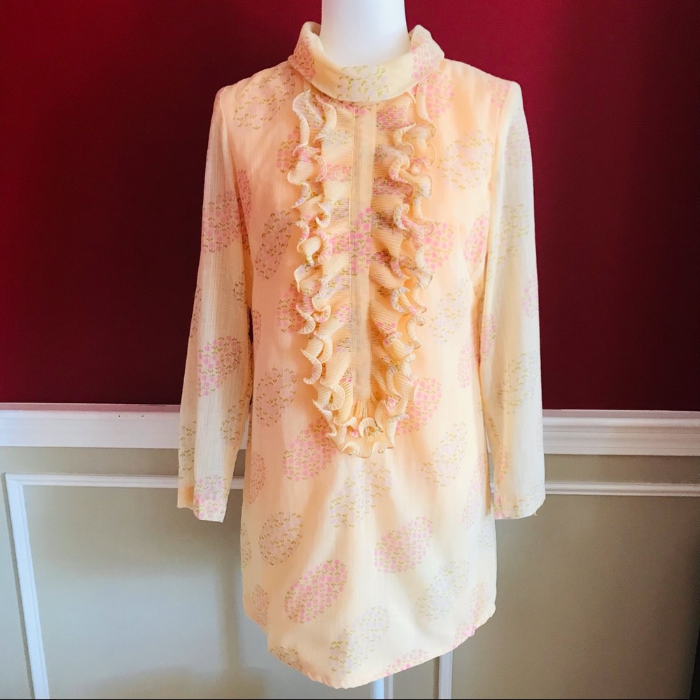 Vintage 60’s mini floral dress with sheer sleeves